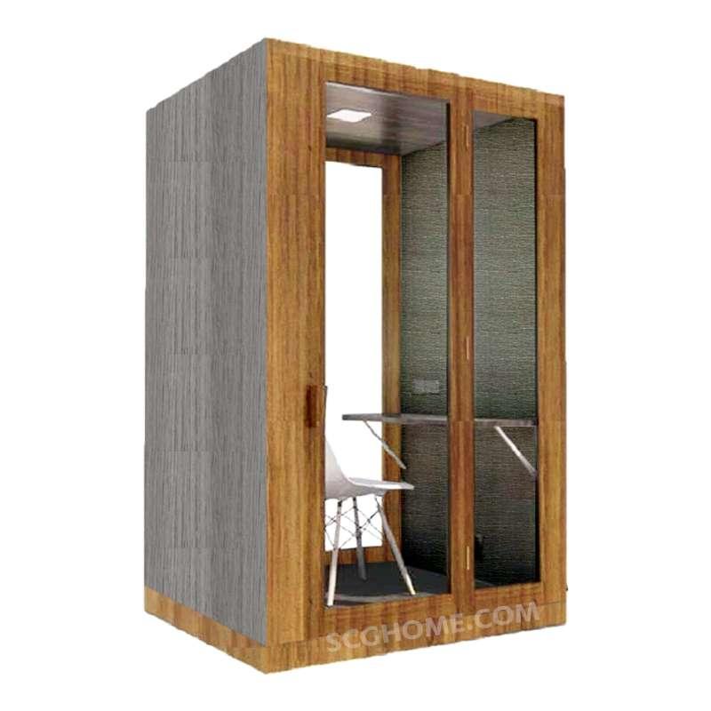 ห้องเก็บเสียงสำเร็จรูปพร้อมติดตั้ง SCG Acoustic Pod - Wood Series Size M วงกบ Maple Wood สี White Painted Wood-1