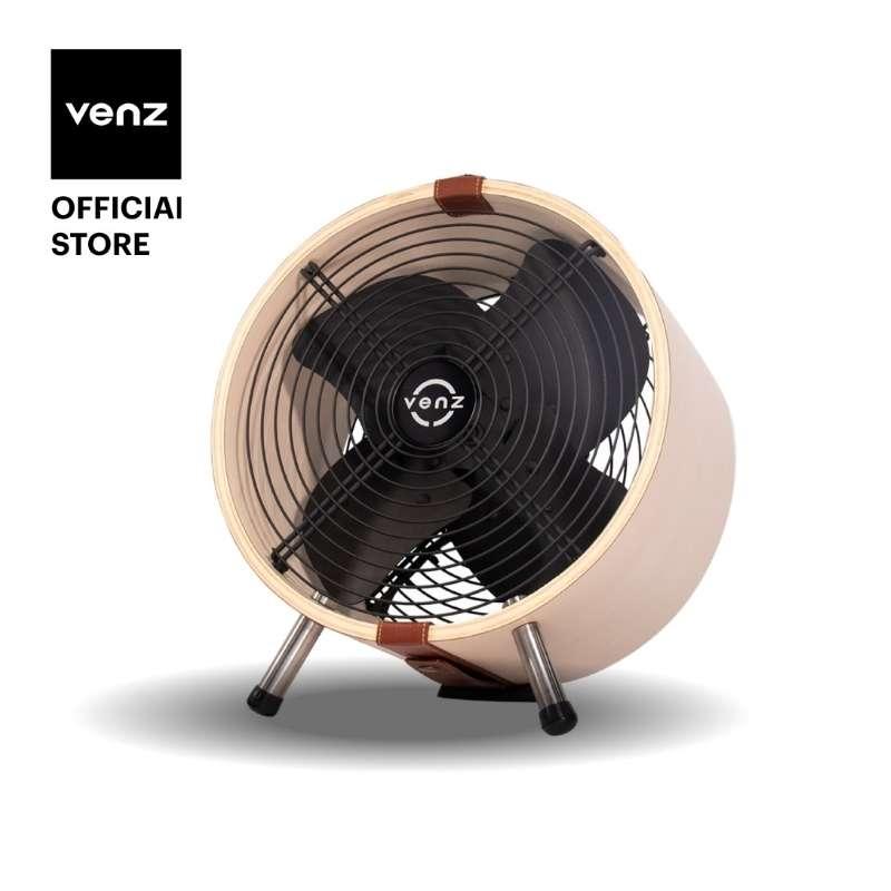 Venz เวนซ์ พัดลมตกแต่ง Tuber ทรงกลมถังไม้ 12 นิ้ว รุ่น Wooden Collection-1