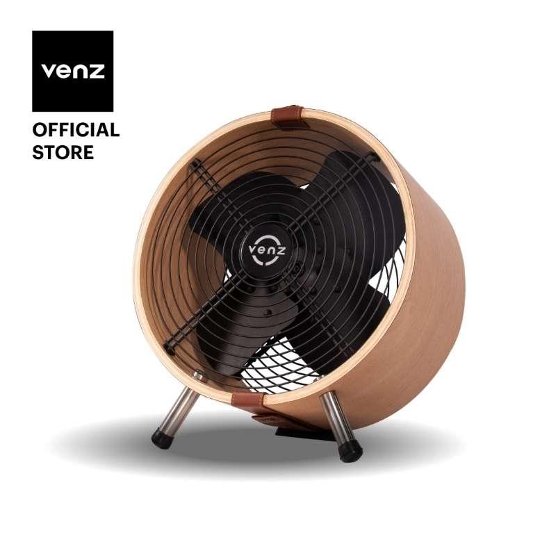 Venz เวนซ์ พัดลมตกแต่ง Tuber ทรงกลมถังไม้ 12 นิ้ว รุ่น Wooden Collection-1