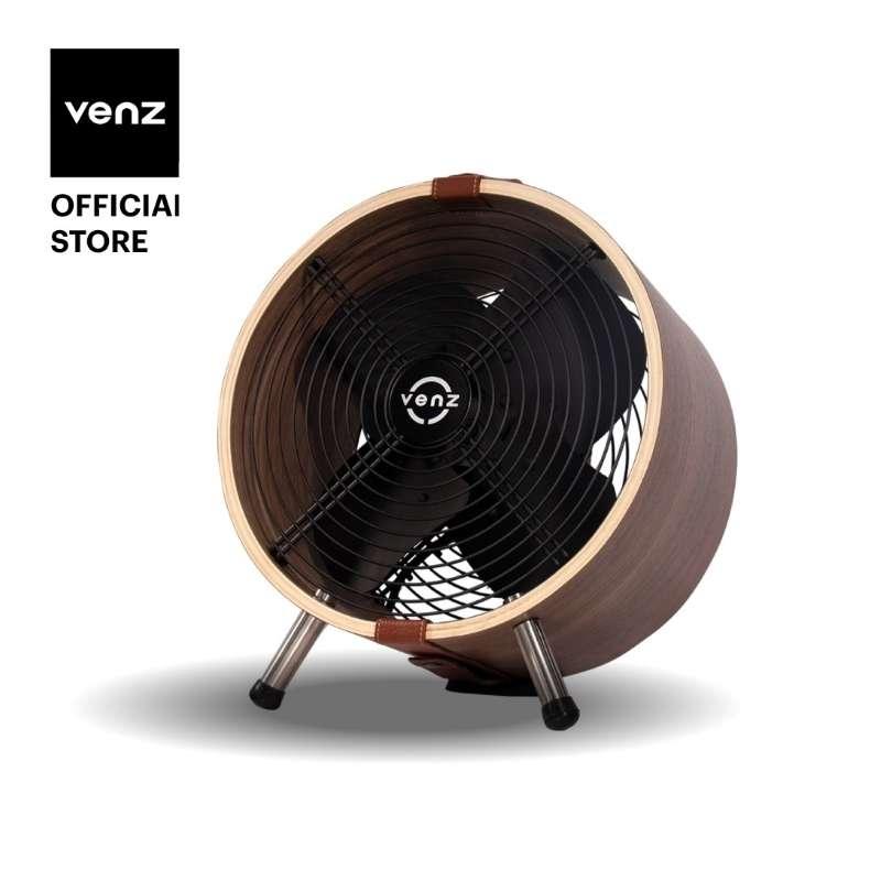 Venz เวนซ์ พัดลมตกแต่ง Tuber ทรงกลมถังไม้ 12 นิ้ว รุ่น Wooden Collection-1
