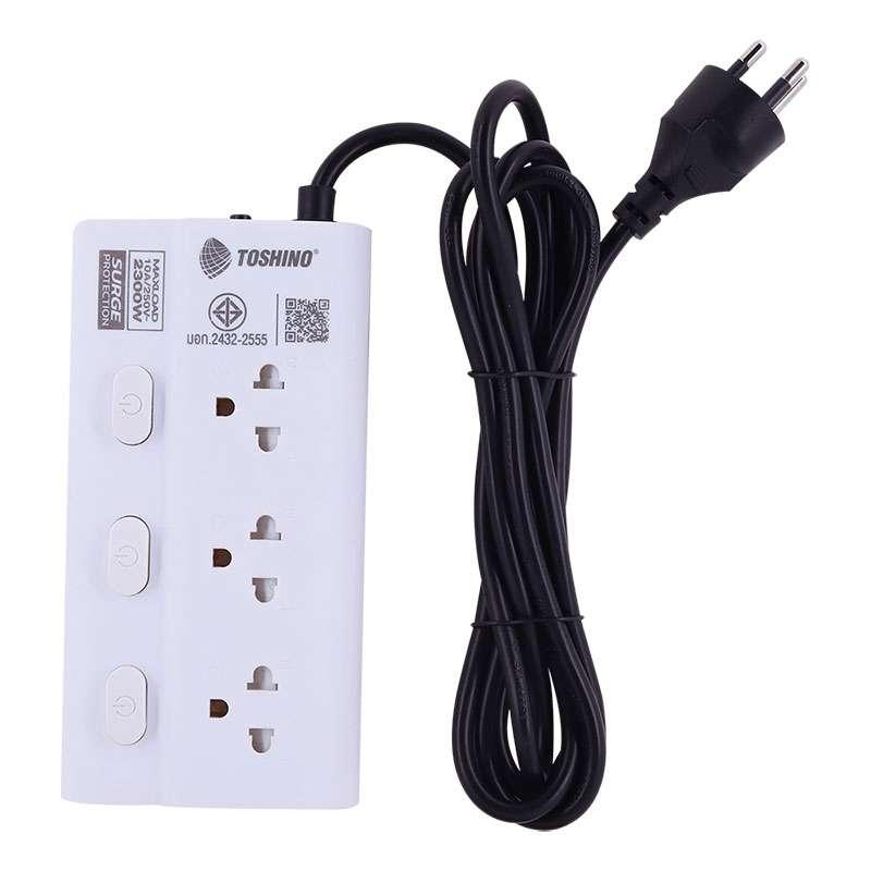 รางปลั๊ก TOSHINO รุ่น ECO-32 3ช่อง3สวิทซ์ 2ม. (10A/2300W)-1