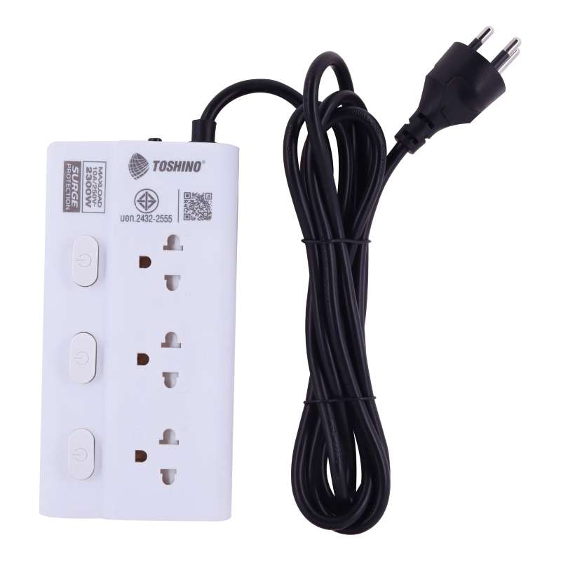 รางปลั๊ก TOSHINO รุ่น ECO-35 3ช่อง3สวิทซ์ 5ม. (10A/2300W)-1