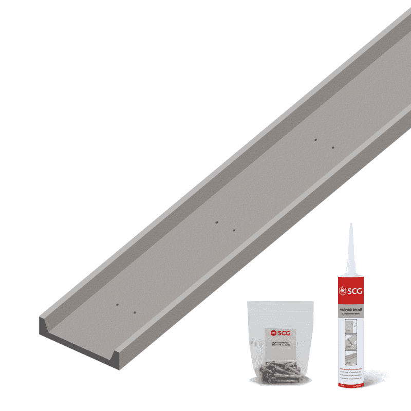 วัสดุตกแต่ง เอสซีจี รุ่น ซี-ชาแนล ขนาด 22.3x300x1.2x5ซม. สีซีเมนต์ (พร้อมสกรูและกาวโมดิฟายซิลิโคน MS90) (SCG ซีชาแนล)-1