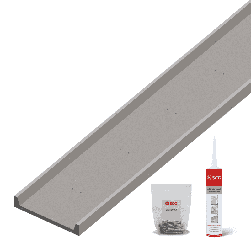 วัสดุตกแต่ง เอสซีจี รุ่น ซี-ชาแนล ขนาด 30x300x1.2x5ซม. สีซีเมนต์ (พร้อมสกรูและกาวโมดิฟายซิลิโคน MS90) (SCG ซีชาแนล, C-Channel)-1