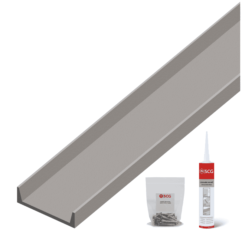 วัสดุตกแต่ง เอสซีจี รุ่น ซี-ชาแนล พลัส ขนาด 30x300x1.2x8ซม. สีซีเมนต์ (พร้อมสกรูและกาวโมดิฟายซิลิโคน MS90)-1