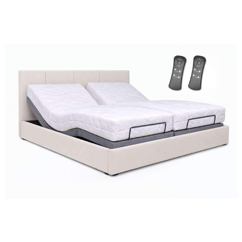 The Bed Signature สินค้าพร้อมติดตั้งเตียงปรับระด้บไฟฟ้าพร้อมที่นอนยางพารา 7ฟุต (3.5ฟุต+3.5ฟุต) สีเบจ-1