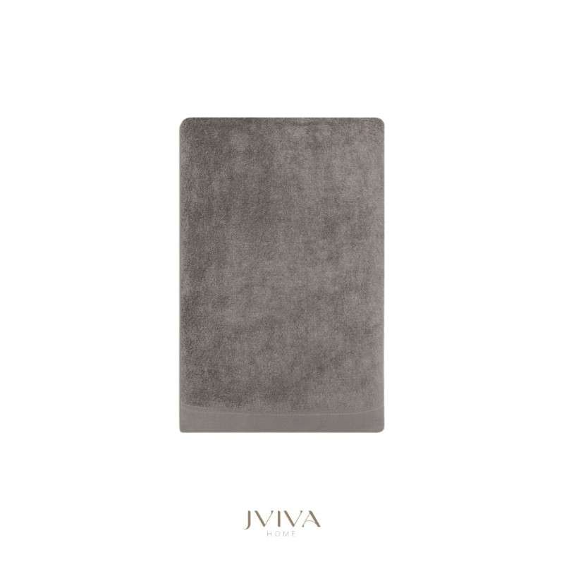 Jviva ผ้าขนหนูใยไผ่ 100% เช็ดผม (15x30นิ้ว) สีเทา Grey Charcoal-1