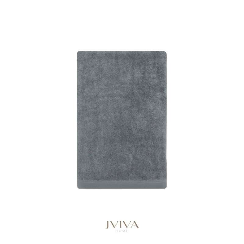 Jviva ผ้าขนหนูใยไผ่ 100% เช็ดผม (15x30นิ้ว) สีเทา Grey Twilight Blue-1