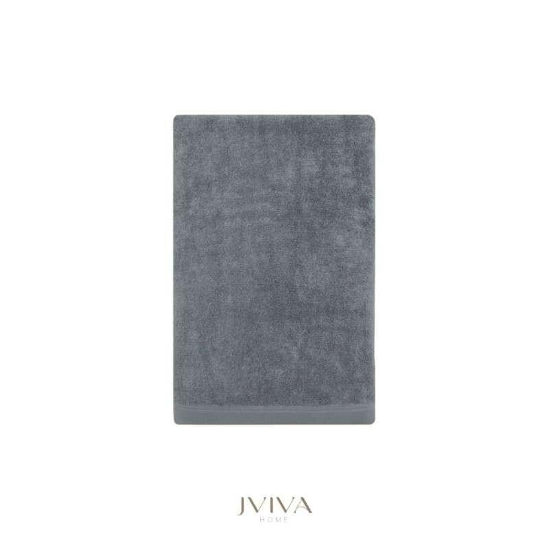 Jviva ผ้าขนหนูใยไผ่100% เช็ดตัว ไซส์ S (24x48นิ้ว) สีเทา Grey Twilight Blue-1