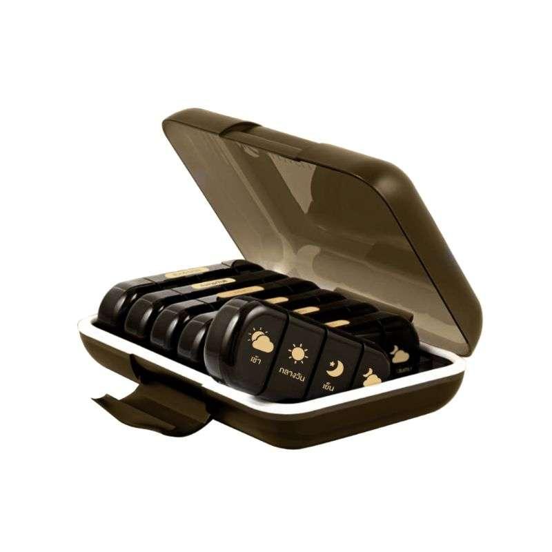 Allwell กล่องใส่ยา 7 วันๆละ 4 ช่อง Lรุ่น B4 สีน้ำตาล-1