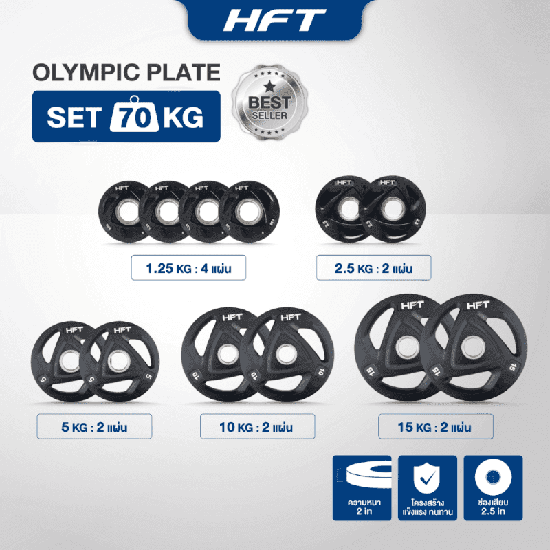 SET แผ่นน้ำหนัก HFT รุ่น Olympic 70 KG. - Homefittools-1