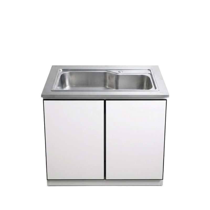 KIOSK ตู้ครัวรุ่น DB-203 พร้อมซิงค์สแตนเลส Pearl Sand ดีไซน์โมเดิร์น สี : ขาวครีม (DG) (DB-203/BO)-1