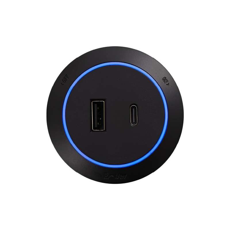 หัวปลั๊ก Enver Power Track แบบ USB-A+C Adapter สี Black ใช้กับรางปลั๊กไฟแม่เหล็ก Enver ทุกรุ่น-1