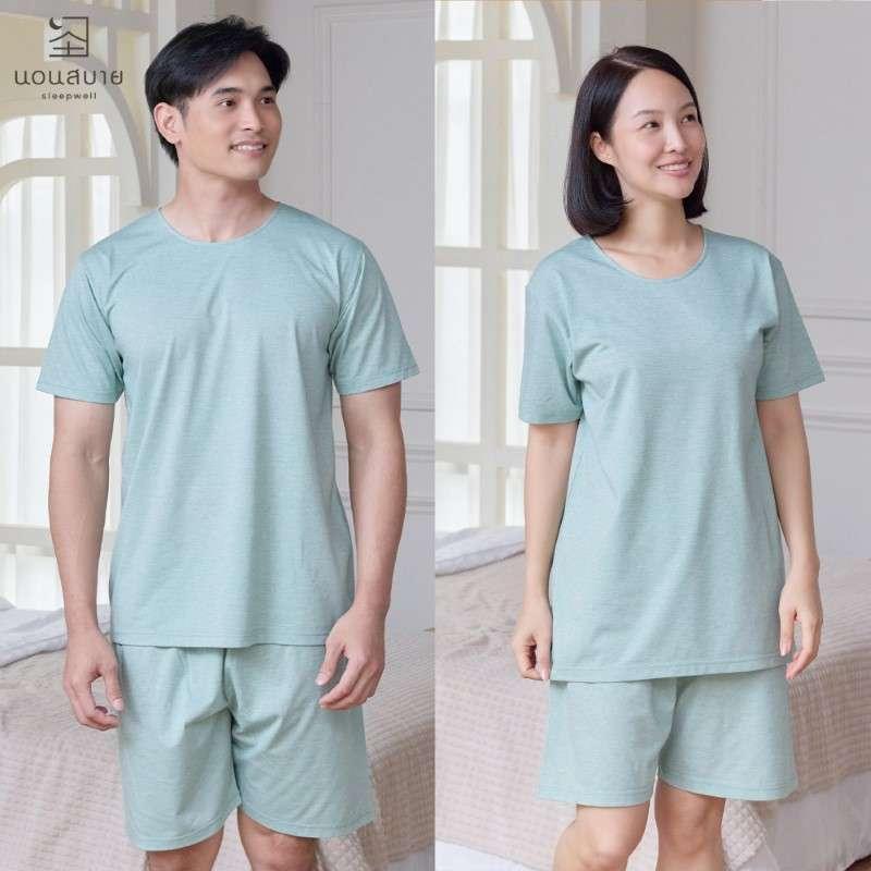 นอนสบาย ชุดนอน แขนสั้น - ขาสั้น สีเขียว size L-1