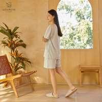 นอนสบาย ชุดนอน แขนสั้น - ขาสั้น สีเทาอ่อน size S-2