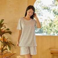 นอนสบาย ชุดนอน แขนสั้น - ขาสั้น สีเทาอ่อน size M-1