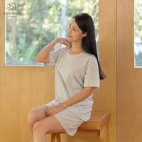 นอนสบาย ชุดนอน แขนสั้น - ขาสั้น สีเทาอ่อน size XL-3