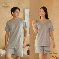 นอนสบาย ชุดนอน แขนสั้น - ขาสั้น สีเทาเข้ม size M-1
