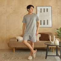 นอนสบาย ชุดนอน แขนสั้น - ขาสั้น สีเทาเข้ม size XL-2
