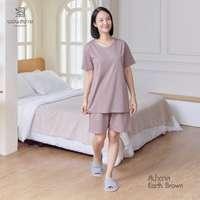 นอนสบาย ชุดนอน แขนสั้น - ขาสั้น สีน้ำตาล size S-3