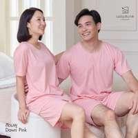 นอนสบาย ชุดนอน แขนสั้น - ขาสั้น สีชมพู size XL-2
