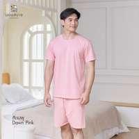 นอนสบาย ชุดนอน แขนสั้น - ขาสั้น สีชมพู size XL-4