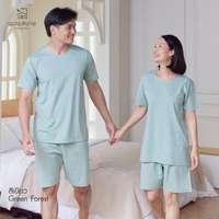 นอนสบาย ชุดนอน แขนสั้น - ขาสั้น สีเขียว size S-3