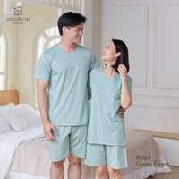 นอนสบาย ชุดนอน แขนสั้น - ขาสั้น สีเขียว size L-2