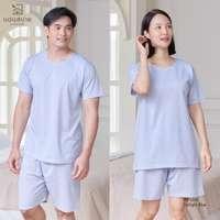 นอนสบาย ชุดนอน แขนสั้น - ขาสั้น สีฟ้าม่วง size XL-1