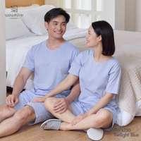 นอนสบาย ชุดนอน แขนสั้น - ขาสั้น สีฟ้าม่วง size XL-2