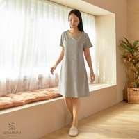 นอนสบาย ชุดนอน เดรส สีเทาเข้ม size XL-1