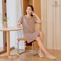 นอนสบาย ชุดนอน เดรส สีน้ำตาล size L-3