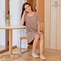 นอนสบาย ชุดนอน เดรส สีน้ำตาล size XL-2