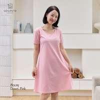 นอนสบาย ชุดนอน เดรส สีชมพู size M-2