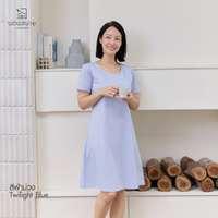 นอนสบาย ชุดนอน เดรส สีฟ้าม่วง size L-3