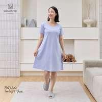 นอนสบาย ชุดนอน เดรส สีฟ้าม่วง size XL-1