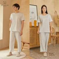นอนสบาย ชุดนอน แขนสั้น - ขายาว สีเทาอ่อน size XL-1