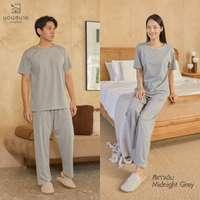 นอนสบาย ชุดนอน แขนสั้น - ขายาว สีเทาเข้ม size M-1