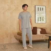 นอนสบาย ชุดนอน แขนสั้น - ขายาว สีเทาเข้ม size M-3