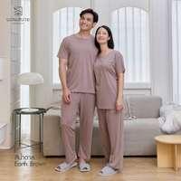 นอนสบาย ชุดนอน แขนสั้น - ขายาว สีน้ำตาล size L-2