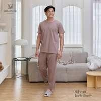 นอนสบาย ชุดนอน แขนสั้น - ขายาว สีน้ำตาล size XL-3