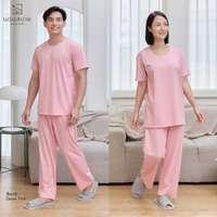 นอนสบาย ชุดนอน แขนสั้น - ขายาว สีชมพู size XL-1