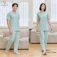 นอนสบาย ชุดนอน แขนสั้น - ขายาว สีเขียว size XL-1