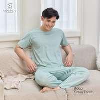 นอนสบาย ชุดนอน แขนสั้น - ขายาว สีเขียว size XL-4