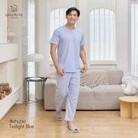 นอนสบาย ชุดนอน แขนสั้น - ขายาว สีฟ้าม่วง size M-3