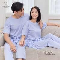นอนสบาย ชุดนอน แขนสั้น - ขายาว สีฟ้าม่วง size XL-2