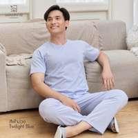 นอนสบาย ชุดนอน แขนสั้น - ขายาว สีฟ้าม่วง size XL-4