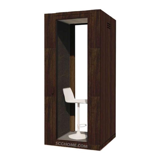 ห้องเก็บเสียงสำเร็จรูปพร้อมติดตั้ง SCG Acoustic Pod - Wood Series Size S วงกบ Walnut Wood สี Smoky Brown