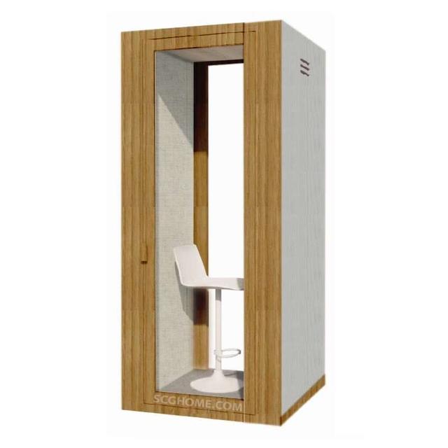 ห้องเก็บเสียงสำเร็จรูปพร้อมติดตั้ง SCG Acoustic Pod - Wood Series Size S วงกบ Maple Wood สี Neutral Weft