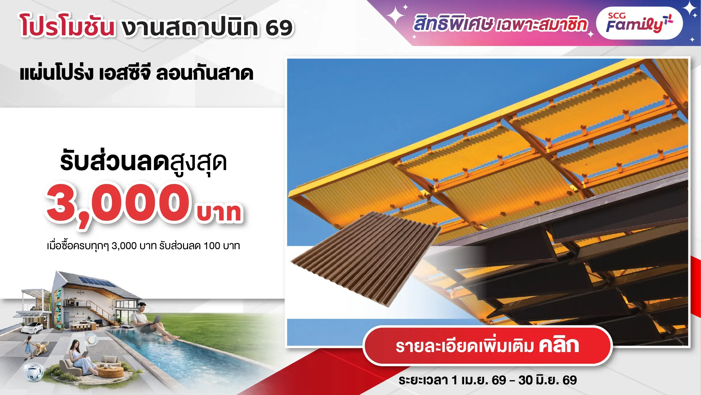 โปรโมชันสถาปนิก 69 - แผ่นโปร่งแสง เอสซีจี ลอนกันสาด